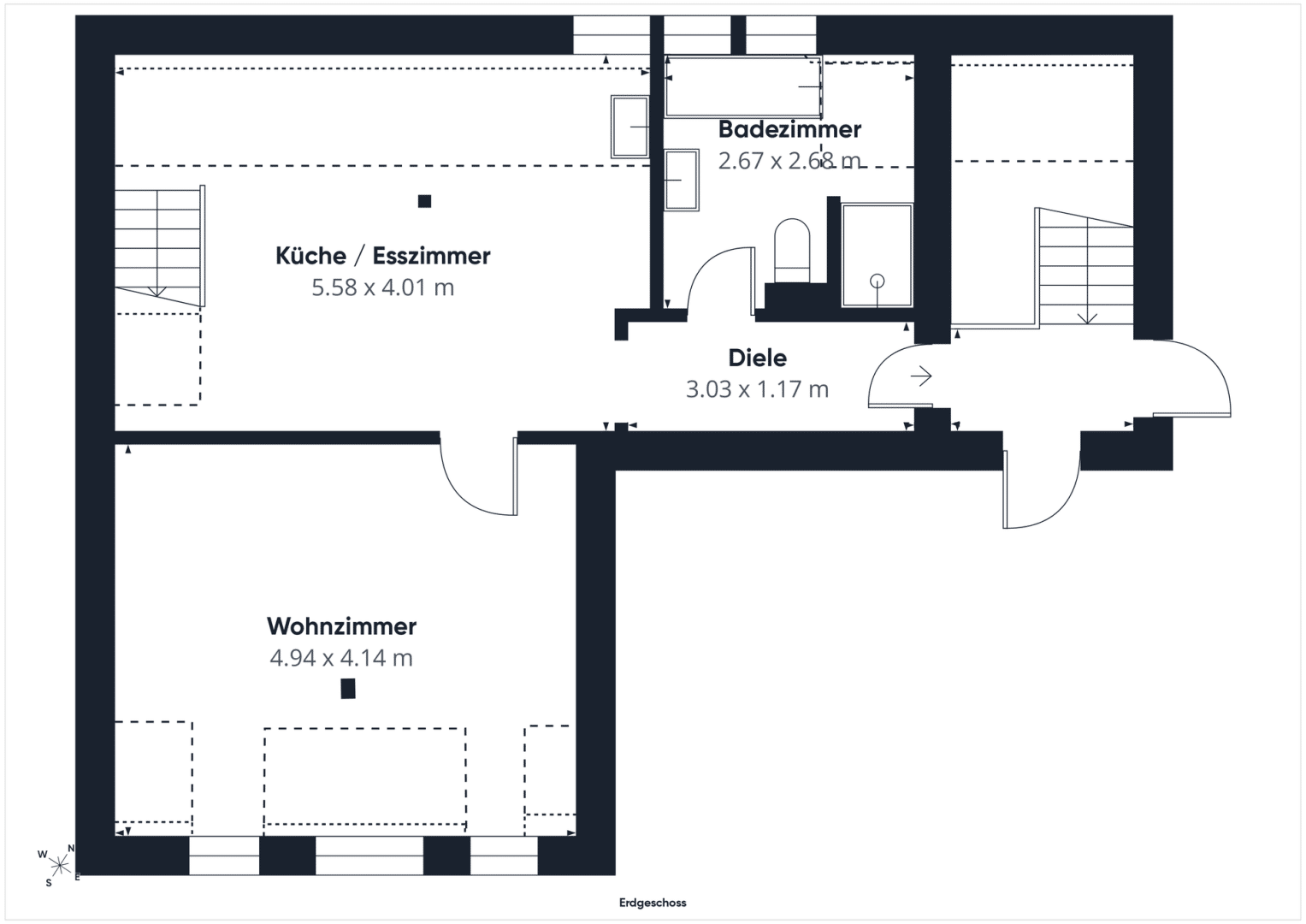 Grundriss Untere Wohnebene